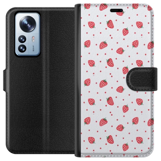 Wallet case for Xiaomi 12 Pro with Strawberries design