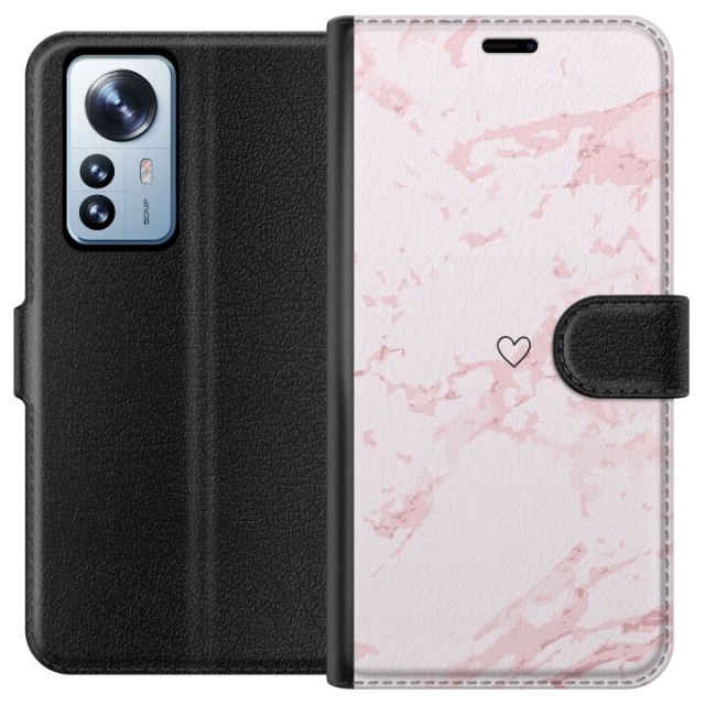 Wallet case for Xiaomi 12 Pro with Pink Heart design