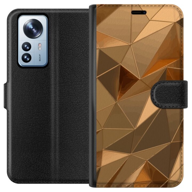 Wallet case for Xiaomi 12 Pro with 3D Gold design