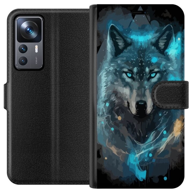 Wallet case for Xiaomi 12T Pro with Wolf design