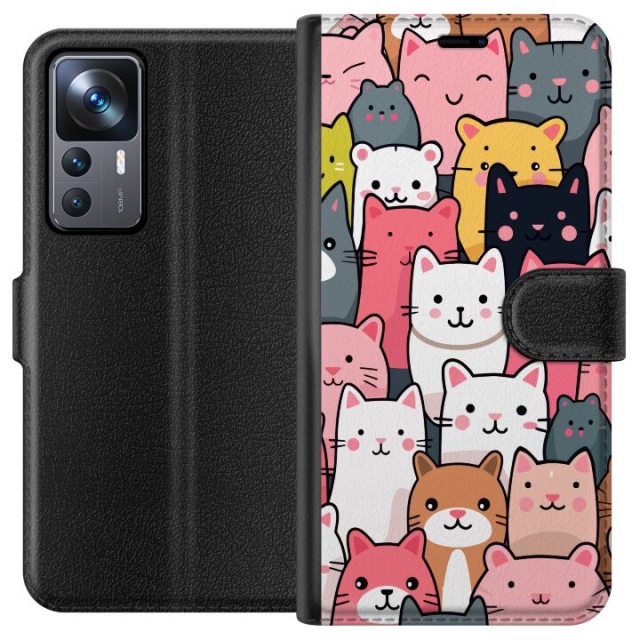 Wallet case for Xiaomi 12T Pro with Cat pattern design