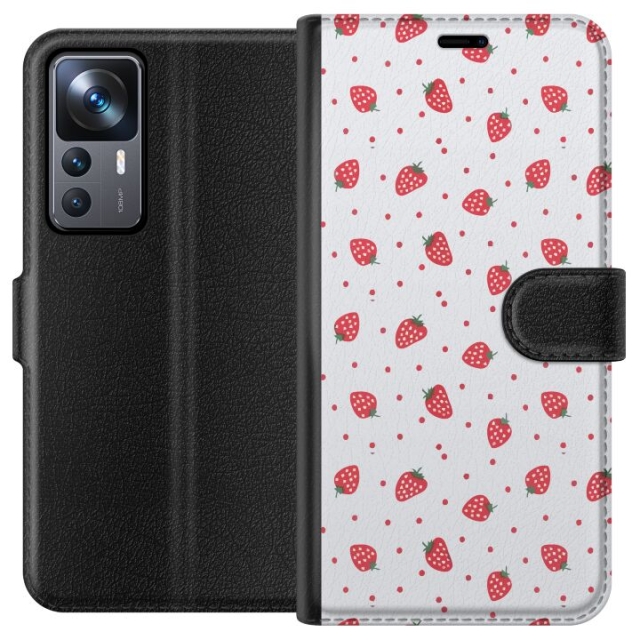 Wallet case for Xiaomi 12T Pro with Strawberries design