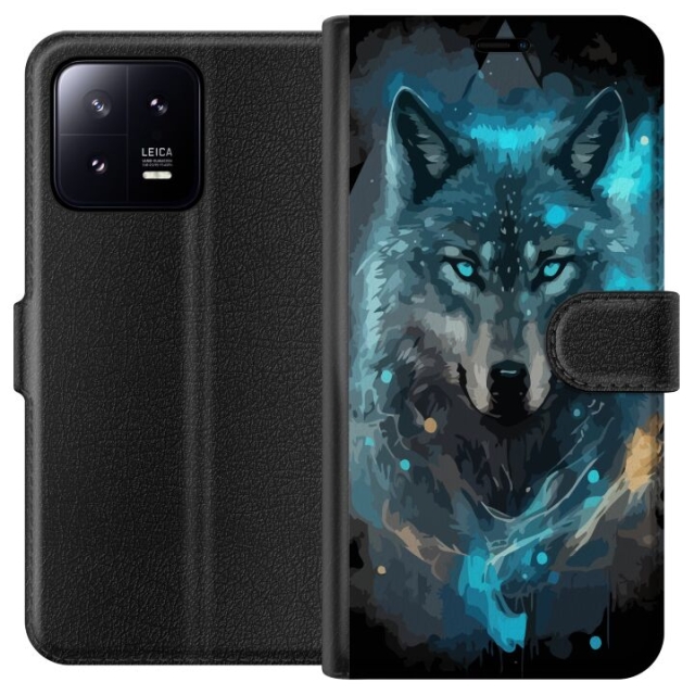 Wallet case for Xiaomi 13 with Wolf design
