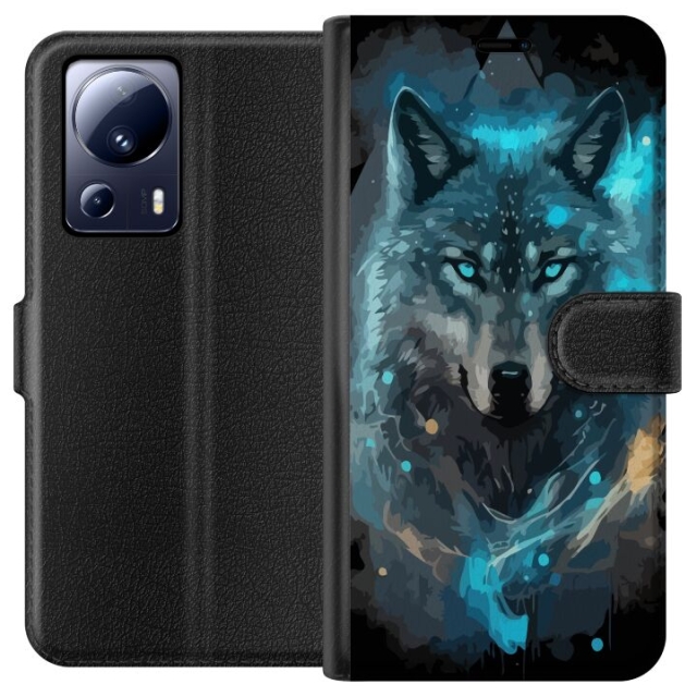 Wallet case for Xiaomi 13 Lite with Wolf design
