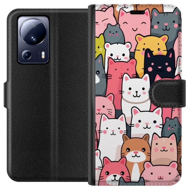 Wallet case for Xiaomi 13 Lite with Cat pattern design