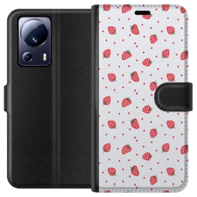 Wallet case for Xiaomi 13 Lite with Strawberries design
