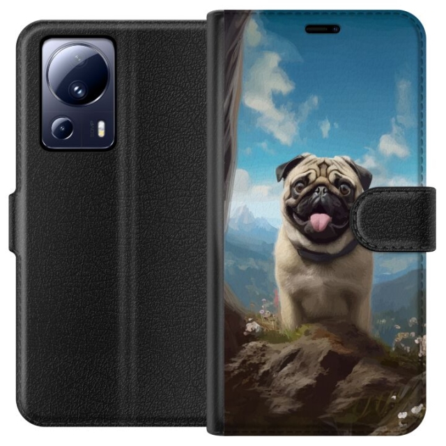 Wallet case for Xiaomi 13 Lite with Happy Dog design