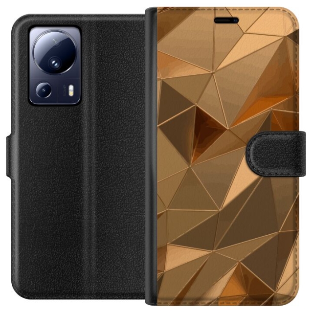 Wallet case for Xiaomi 13 Lite with 3D Gold design