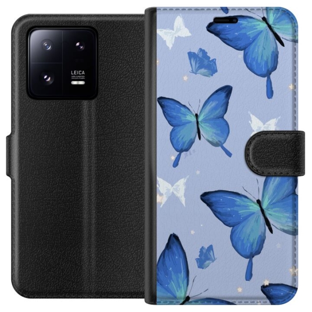 Wallet case for Xiaomi 13 Pro with Blue butterflies design