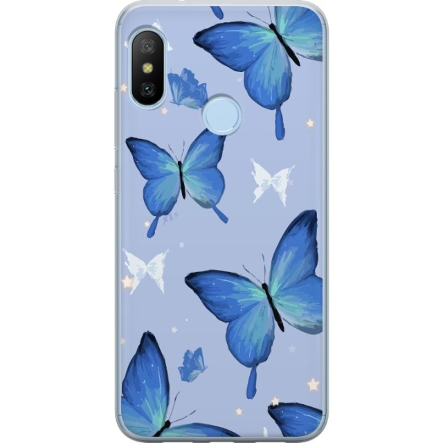 Mobile case for Xiaomi Mi A2 Lite with Blue butterflies design