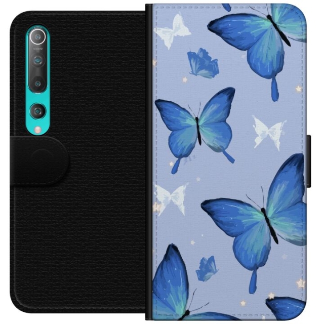 Wallet case for Xiaomi Mi 10 5G with Blue butterflies design