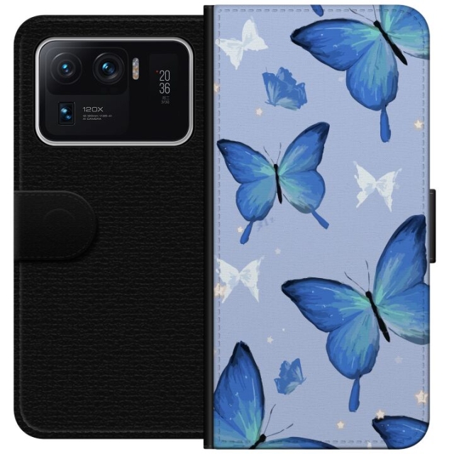 Wallet case for Xiaomi Mi 11 Ultra with Blue butterflies design
