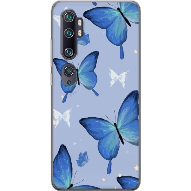 Mobile case for Xiaomi Mi Note 10 with Blue butterflies design