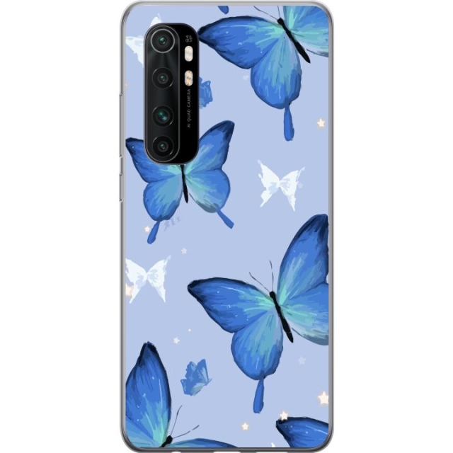 Mobile case for Xiaomi Mi Note 10 Lite with Blue butterflies design