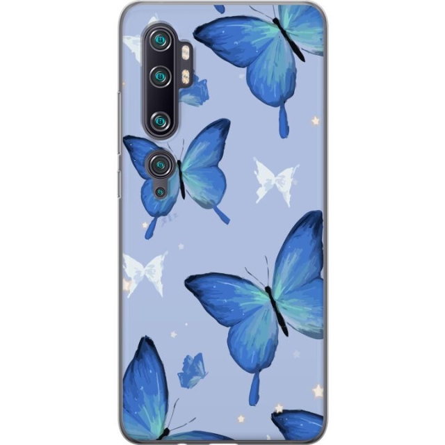 Mobile case for Xiaomi Mi Note 10 Pro with Blue butterflies design