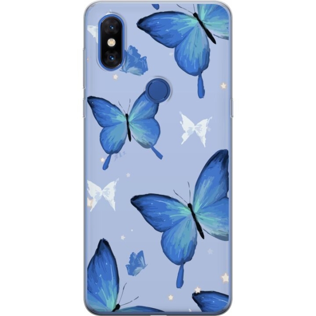 Mobile case for Xiaomi Mi Mix 3 with Blue butterflies design