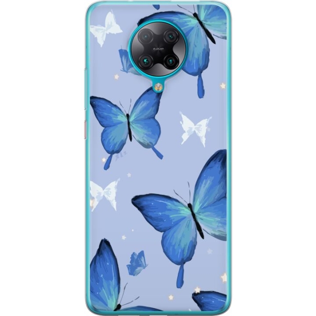 Mobile case for Xiaomi Poco F2 Pro with Blue butterflies design