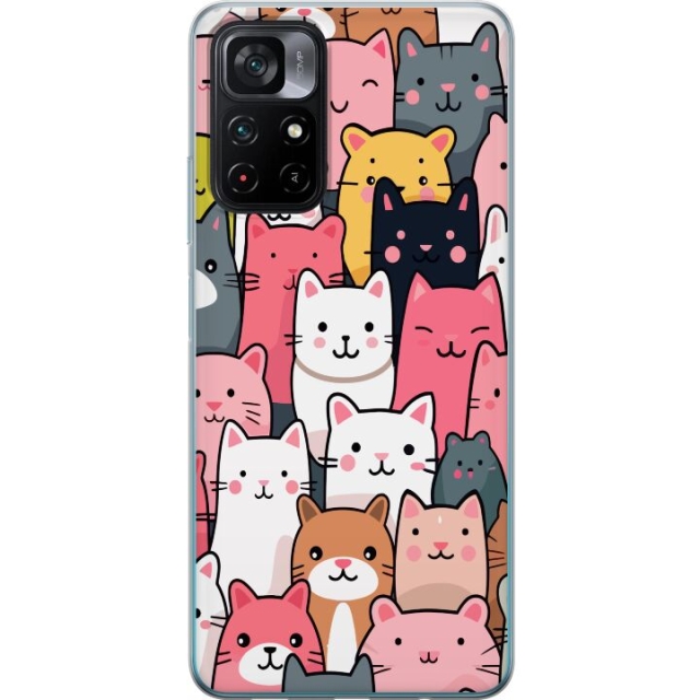 Mobile case for Xiaomi Poco M4 Pro 5G with Cat pattern design