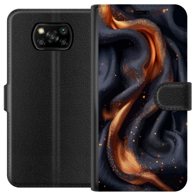 Wallet case for Xiaomi Poco X3 NFC with Fiery silk design