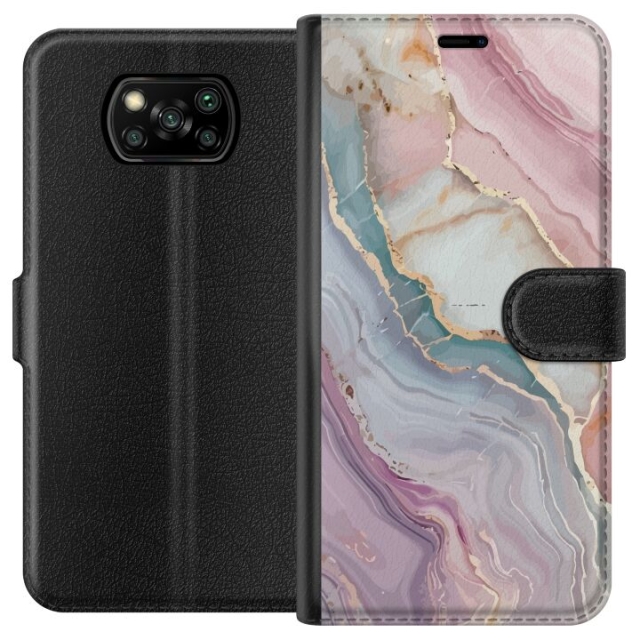 Wallet case for Xiaomi Poco X3 NFC with Marble design