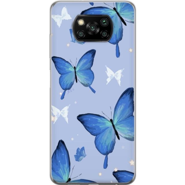 Mobile case for Xiaomi Poco X3 NFC with Blue butterflies design