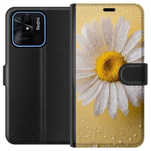 Wallet case for Xiaomi Redmi 10C with Porslinsblomma design