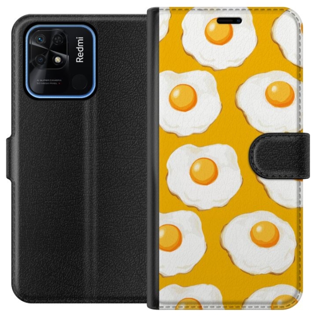 Wallet case for Xiaomi Redmi 10C with Fried egg design