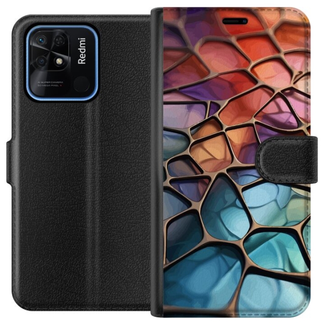 Wallet case for Xiaomi Redmi 10C with Metallic pattern design