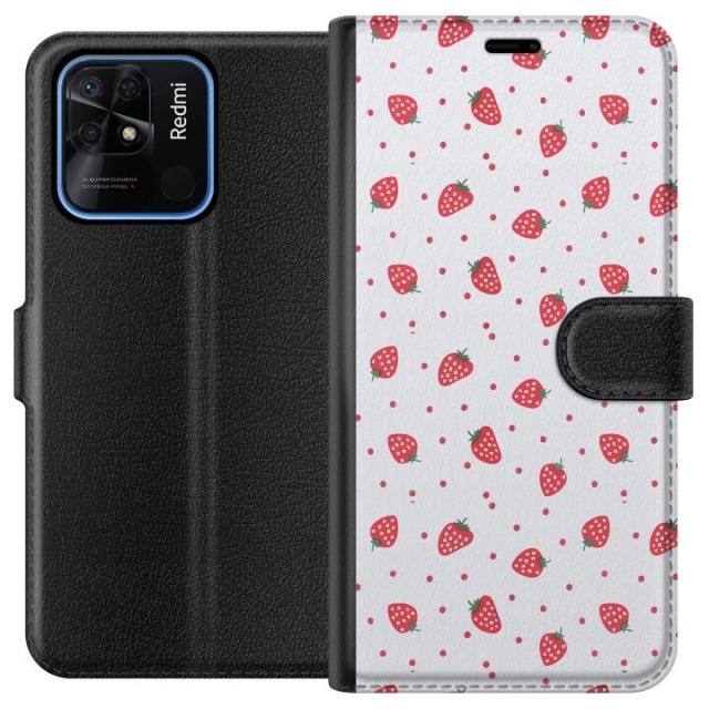 Wallet case for Xiaomi Redmi 10C with Strawberries design