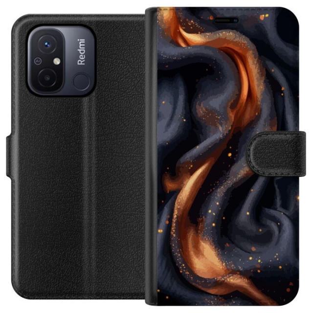 Wallet case for Xiaomi Redmi 12C with Fiery silk design