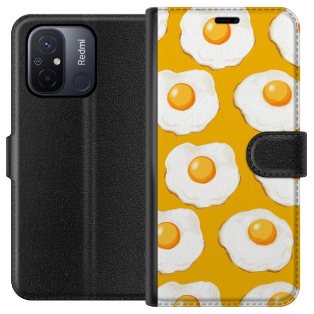 Wallet case for Xiaomi Redmi 12C with Fried egg design