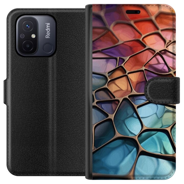 Wallet case for Xiaomi Redmi 12C with Metallic pattern design
