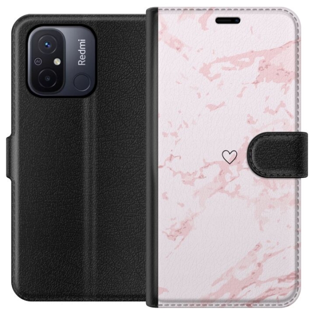 Wallet case for Xiaomi Redmi 12C with Pink Heart design