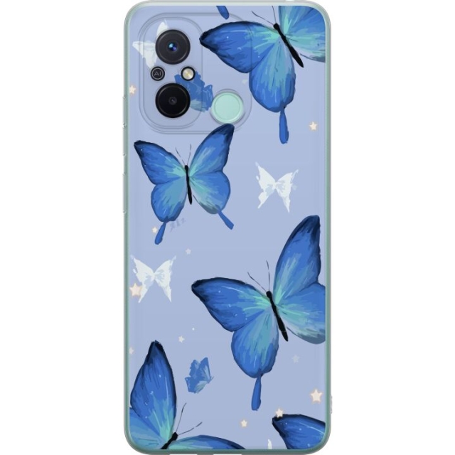 Mobile case for Xiaomi Redmi 12C with Blue butterflies design