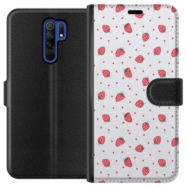 Wallet case for Xiaomi Redmi 9 with Strawberries design