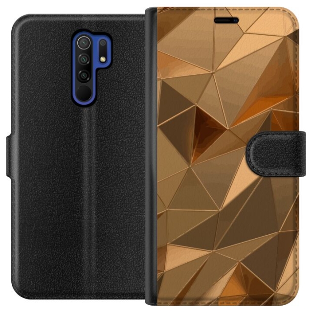 Wallet case for Xiaomi Redmi 9 with 3D Gold design