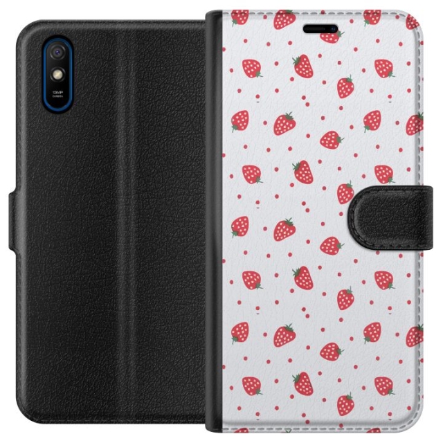 Wallet case for Xiaomi Redmi 9A with Strawberries design