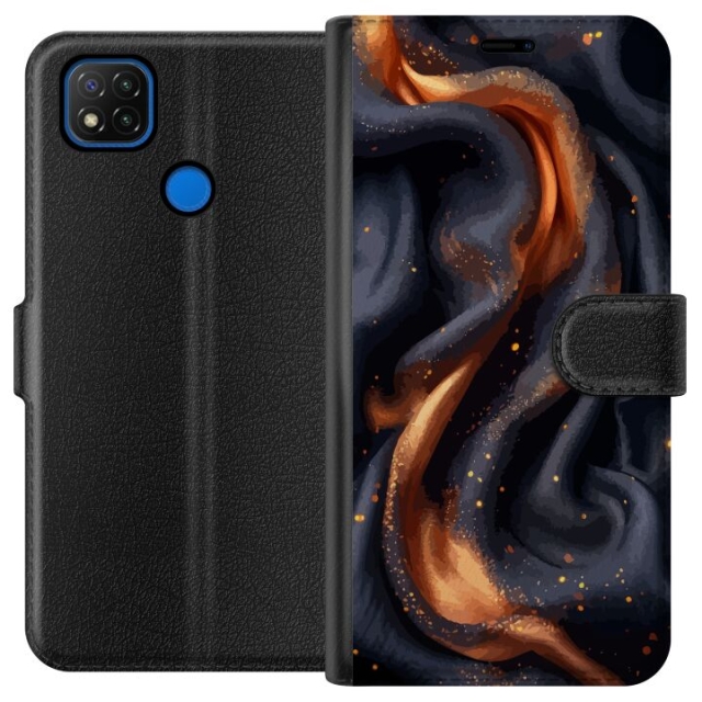 Wallet case for Xiaomi Redmi 9C with Fiery silk design