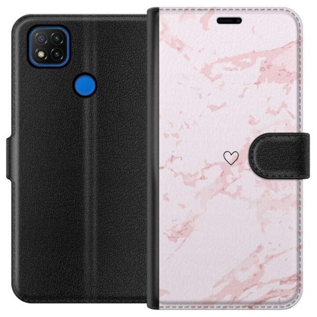 Wallet case for Xiaomi Redmi 9C with Pink Heart design