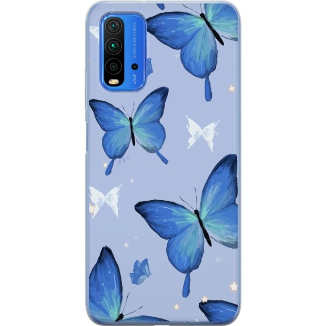 Mobile case for Xiaomi Redmi 9T with Blue butterflies design