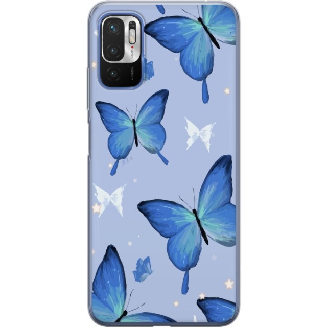 Mobile case for Xiaomi Redmi Note 10 5G with Blue butterflies design