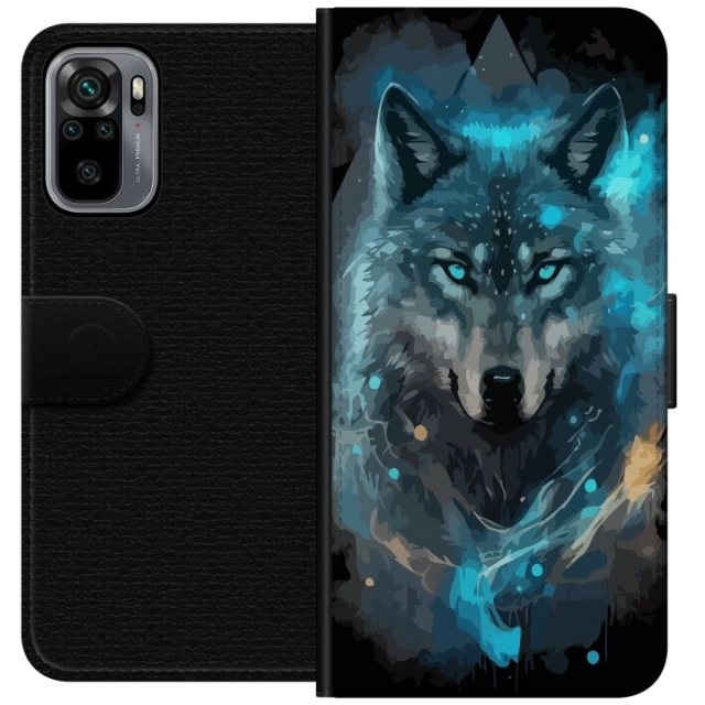 Wallet case for Xiaomi Redmi Note 10S with Wolf design