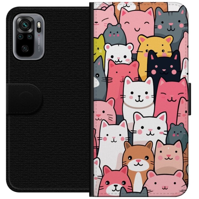 Wallet case for Xiaomi Redmi Note 10S with Cat pattern design