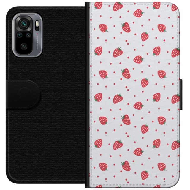 Wallet case for Xiaomi Redmi Note 10S with Strawberries design
