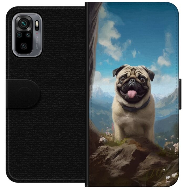 Wallet case for Xiaomi Redmi Note 10S with Happy Dog design