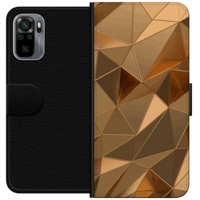 Wallet case for Xiaomi Redmi Note 10S with 3D Gold design