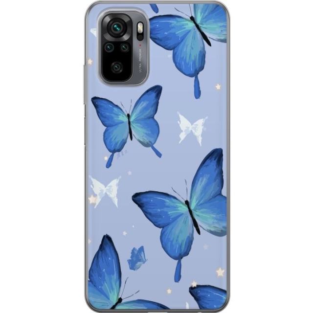 Mobile case for Xiaomi Redmi Note 10S with Blue butterflies design