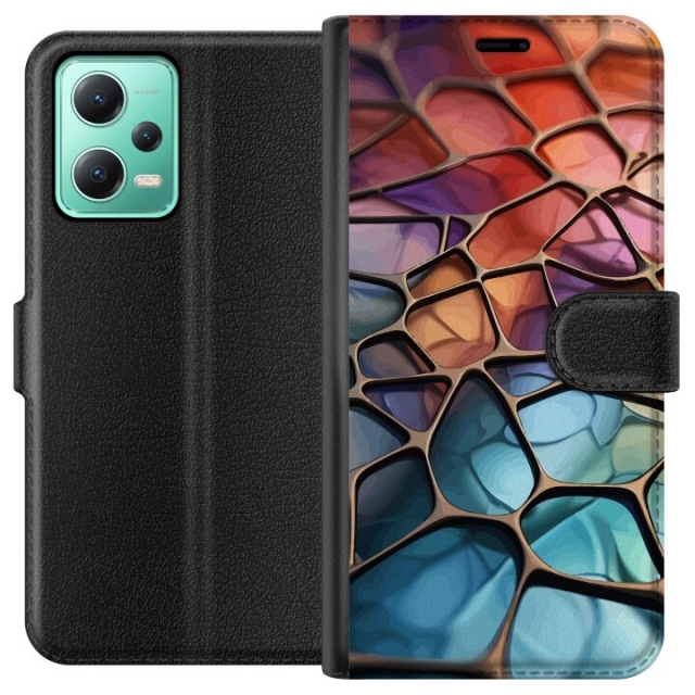 Wallet case for Xiaomi Redmi Note 12 with Metallic pattern design