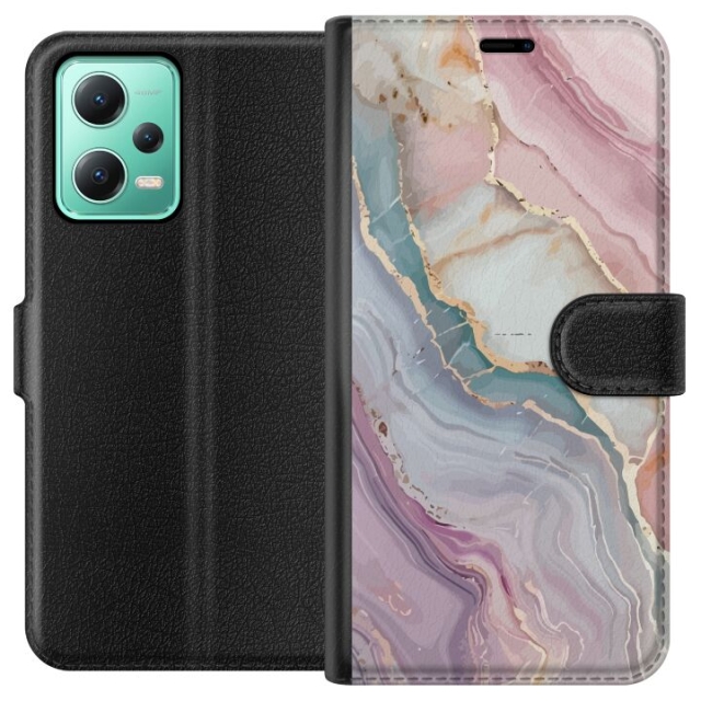 Wallet case for Xiaomi Redmi Note 12 with Marble design