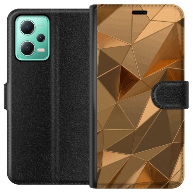 Wallet case for Xiaomi Redmi Note 12 with 3D Gold design